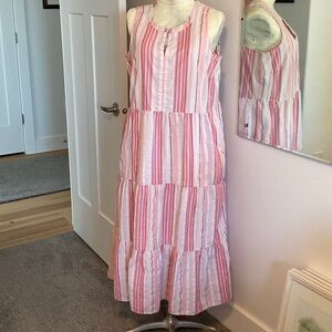 J. Jill Pink and White Striped Maxi Dress